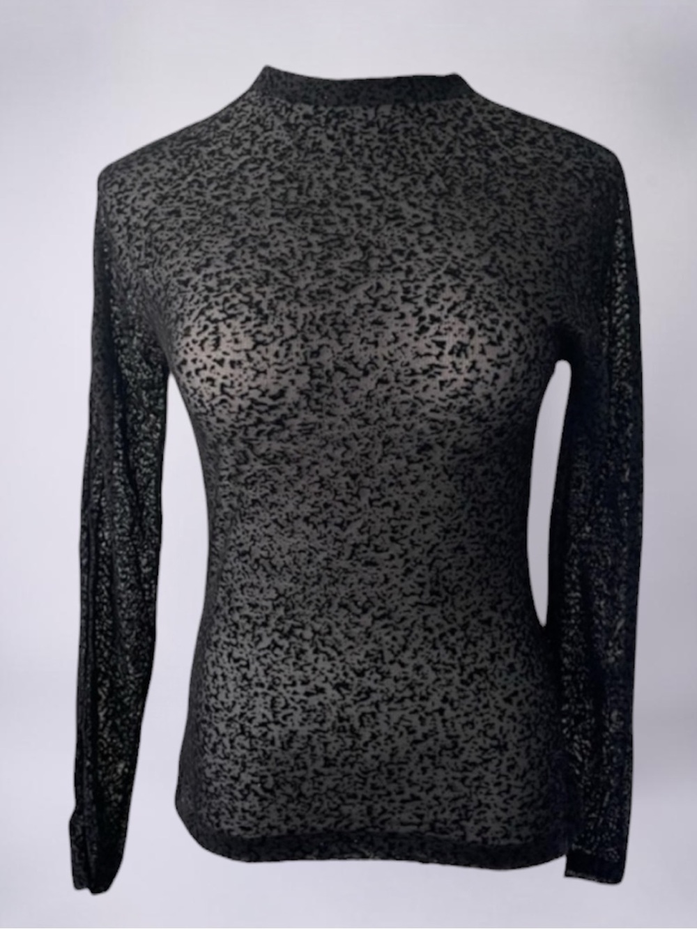 ON GOSSAMER SHEER BLACK BURNOUT TOP SIZE MEDIUM
